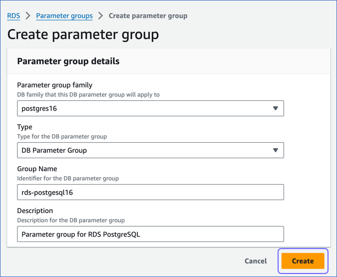 Create Parameter Group