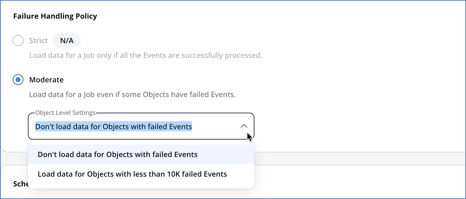 Failure handling options