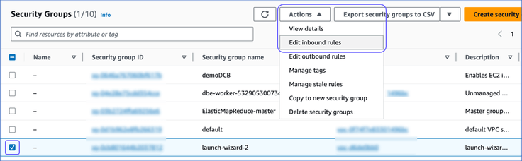 Add Inbound Rules for Security Group