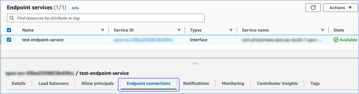 Select Accept Request for Endpoint Connection