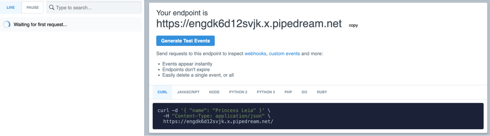 Webhook endpoint