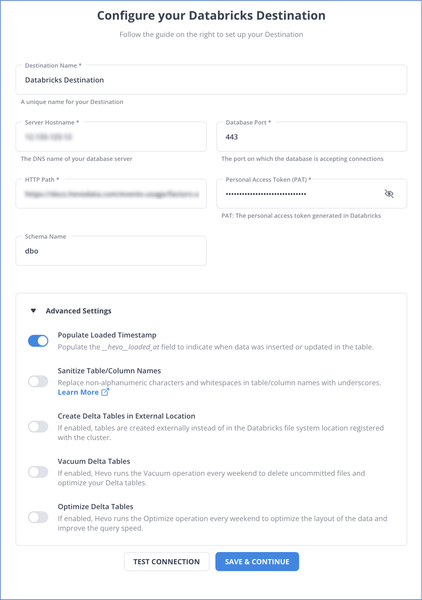 AWS RDS MS SQL to Databricks: Configure Your Destination Settings