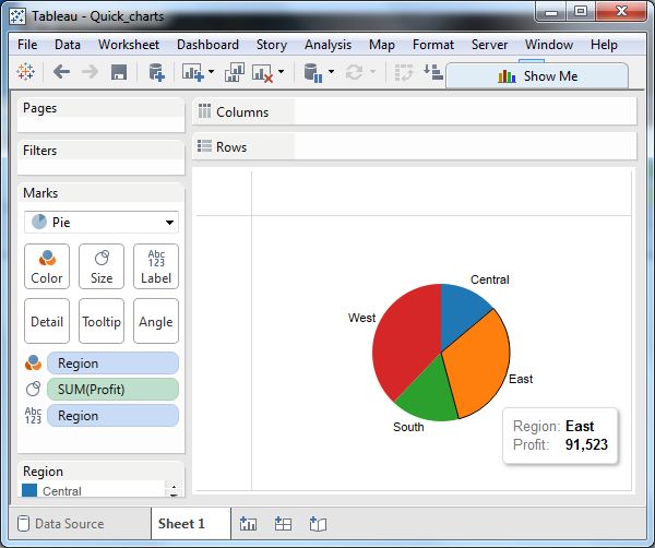 Tableau Pie Charts: Simple Pie Charts