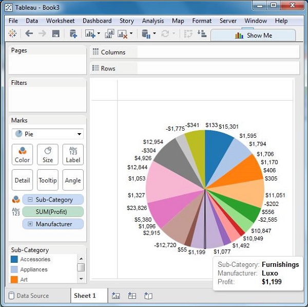 Tableau Pie Charts: Drill Down Pie Charts 1