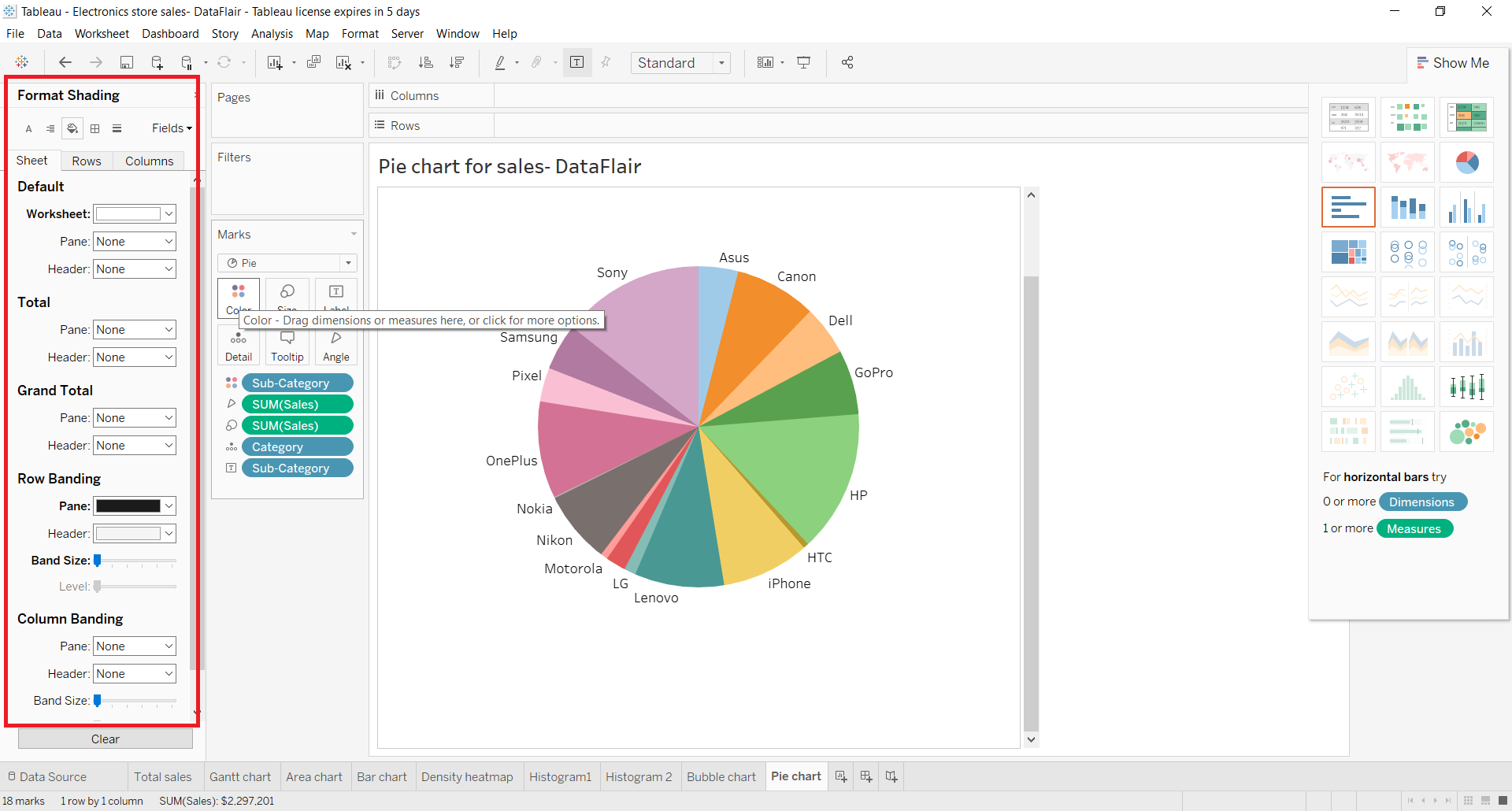 Tableau Pie Charts: Step 6b