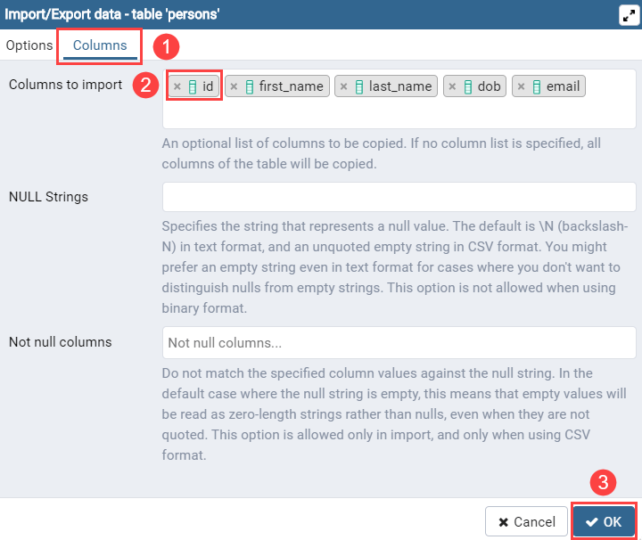 Asana to PostgreSQL: click OK