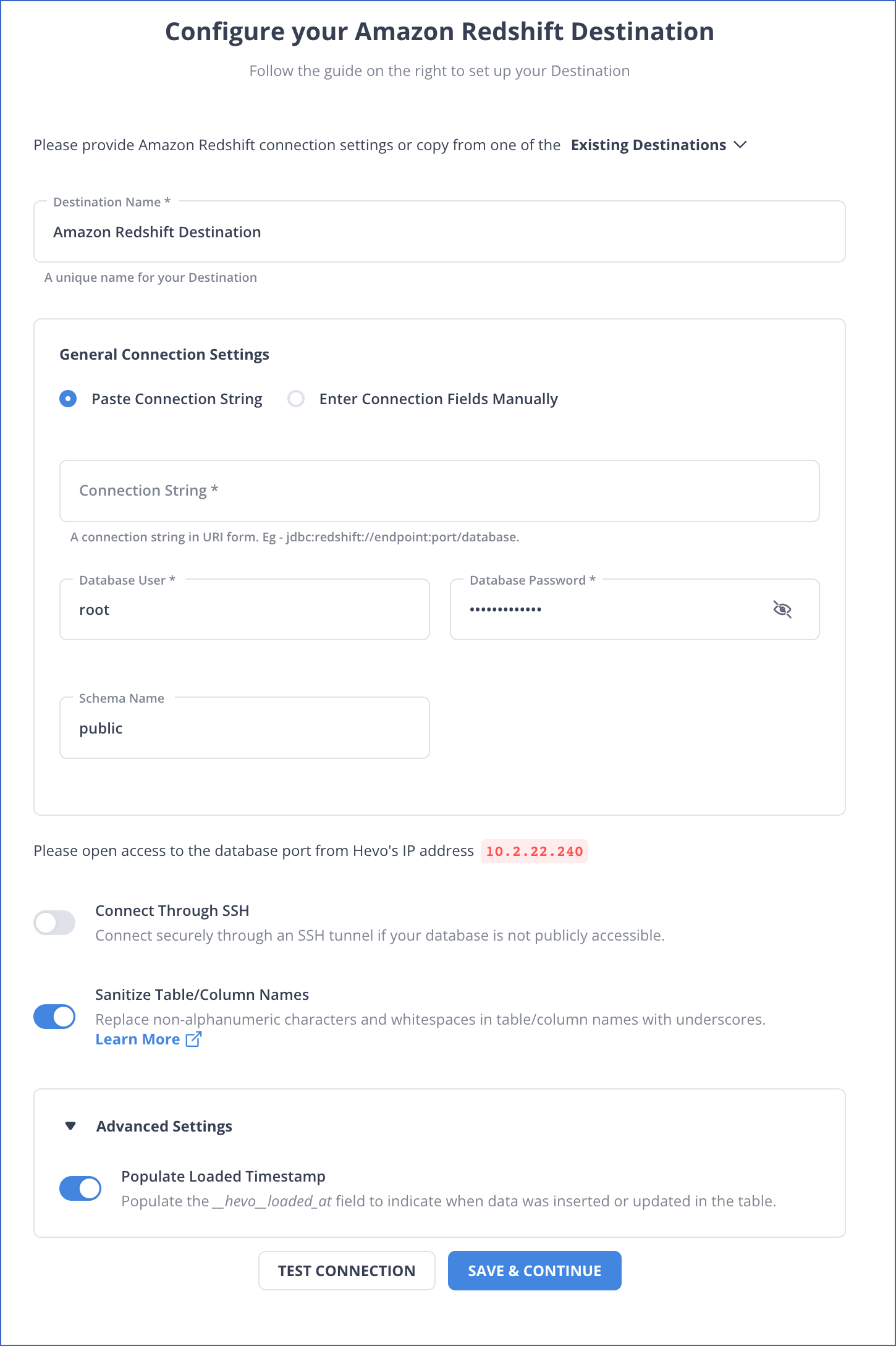 Typeform to Redshift: connect redshift