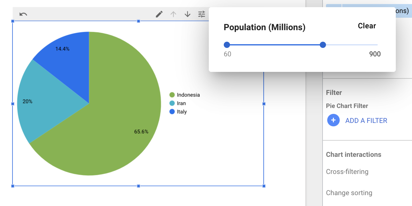 Google Data Studio Filter: Metric slider