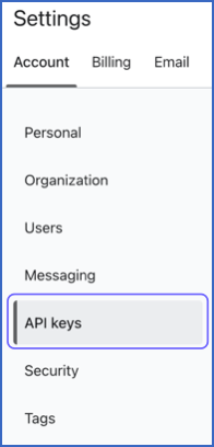 Account Tab API Keys