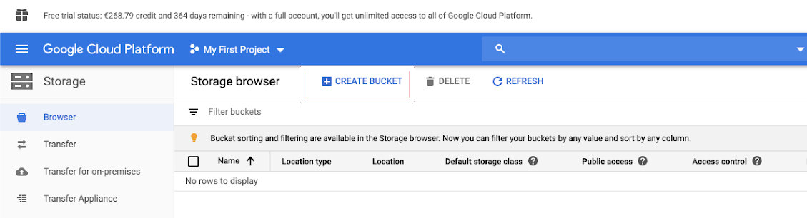 BigQuery to Databricks: Creating Google Storage Bucket