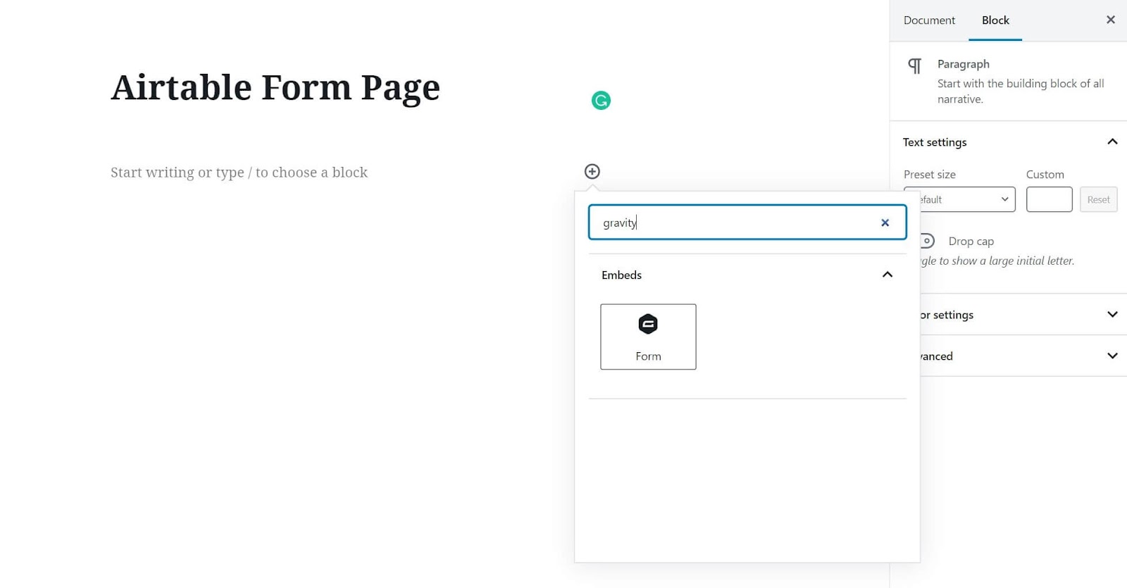 Airtable WordPress: Airtable form page in WordPress