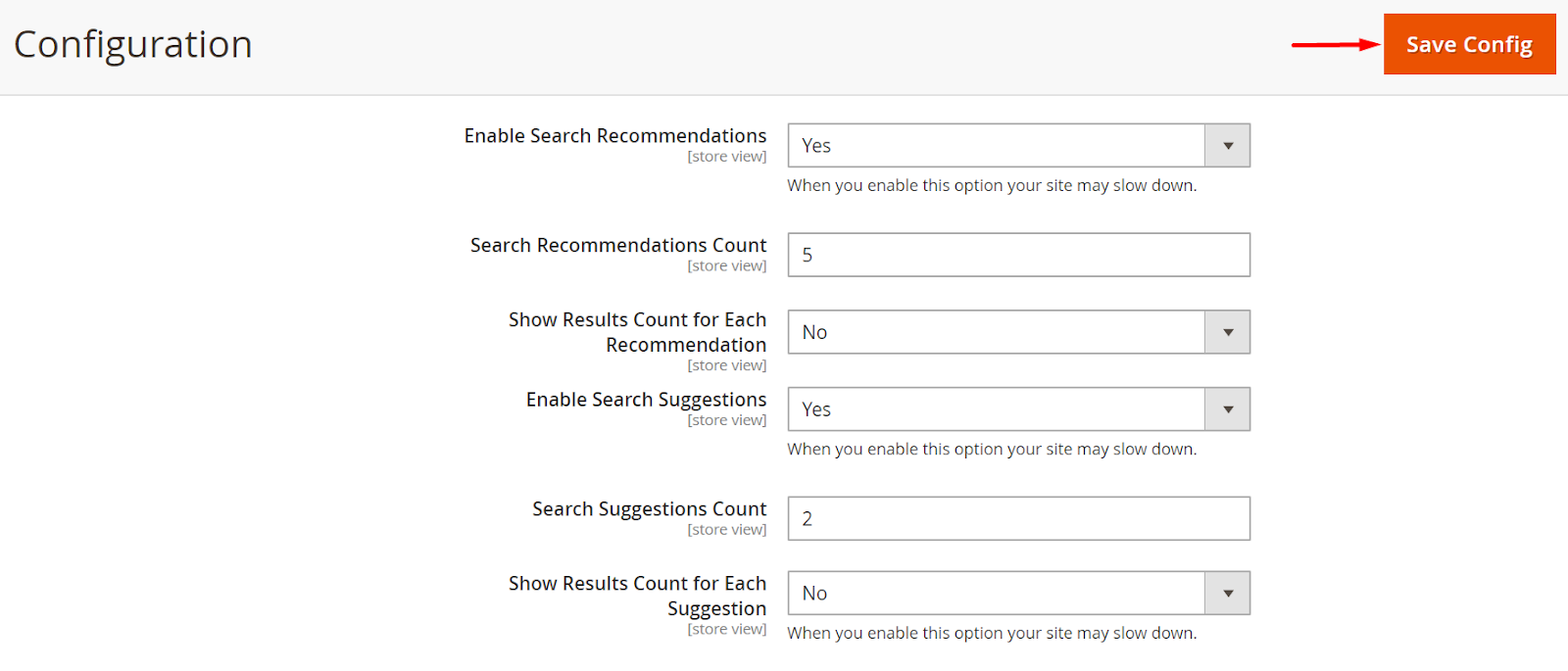 Magento Configuration Page: Magento 2 Elasticsearch Configuration