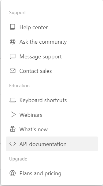 Airtable Power BI: Click on API documentation 