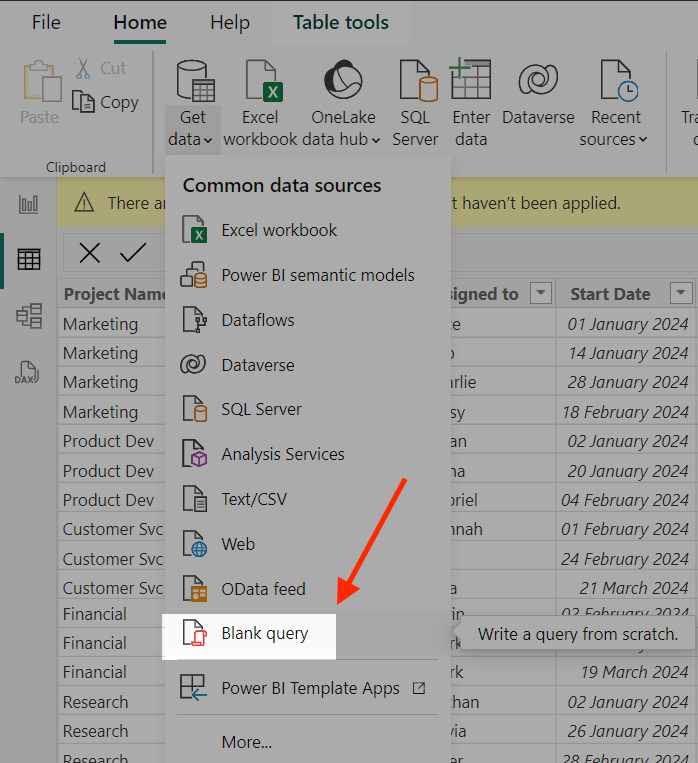 Airtable Power BI: Create a Query