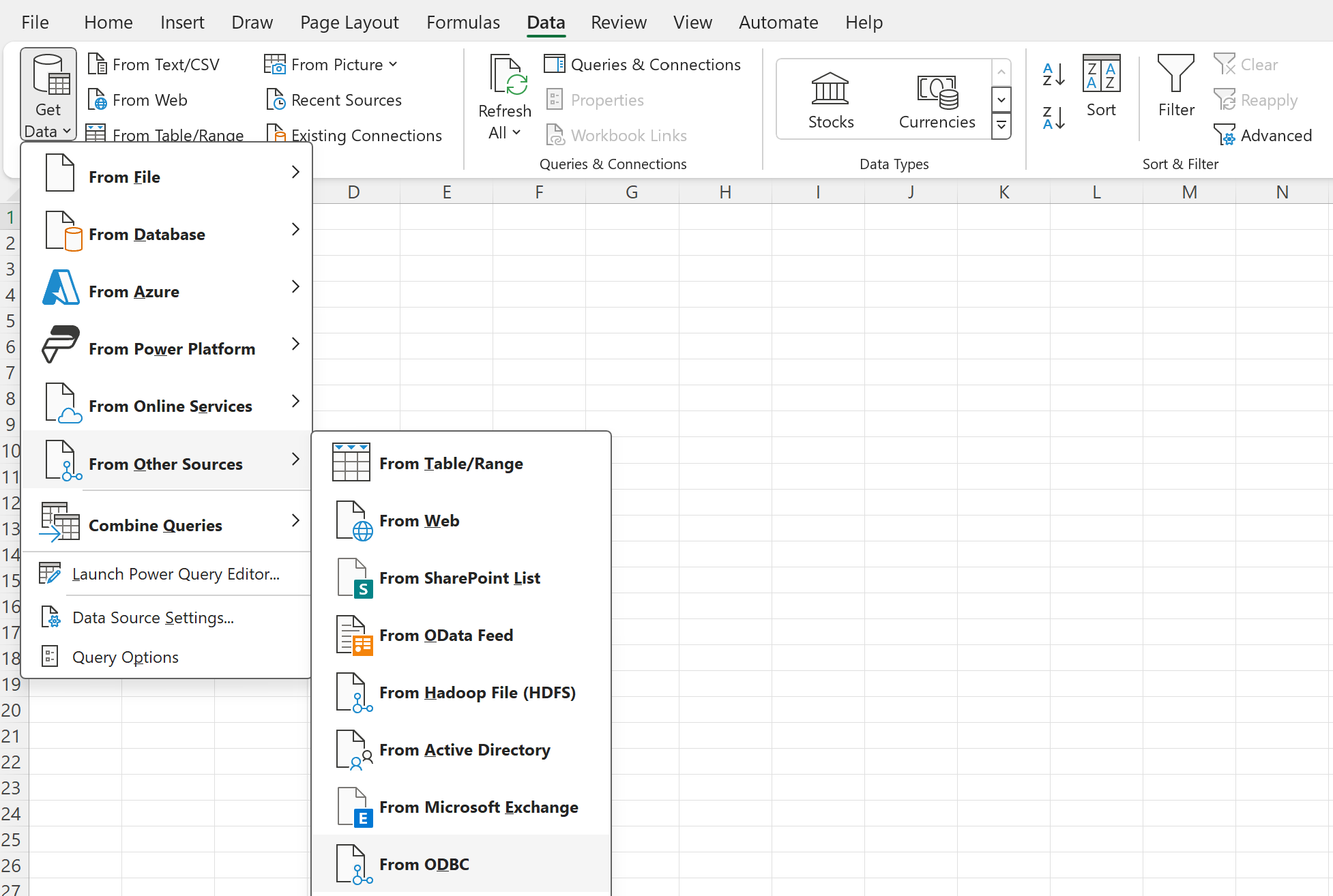 Excel to PostgreSQL: Configuring ODBC driver in excel