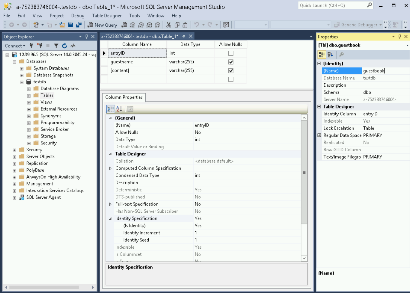 SQL Server to SQL Server: Configuring Create Table Dialog Box