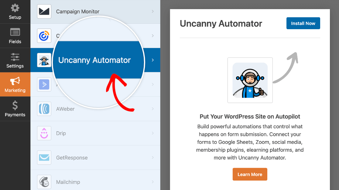 WPForms to Google Sheets - Uncanny Automator