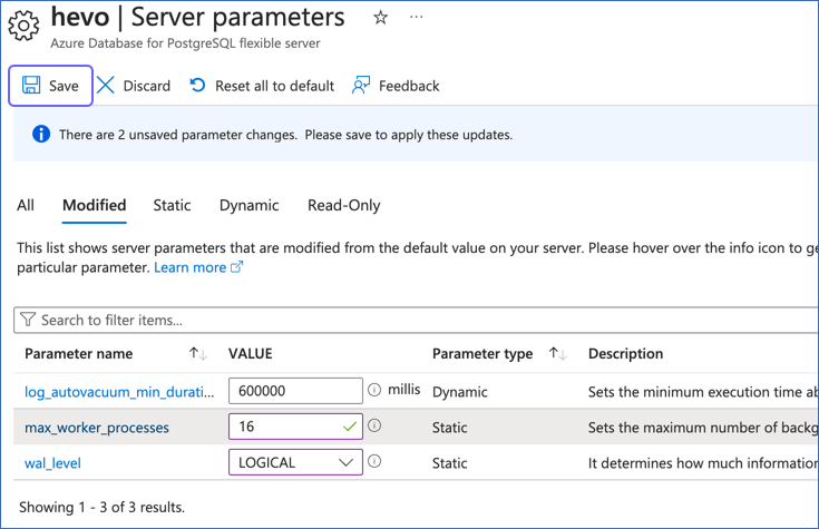 Save Server Parameters