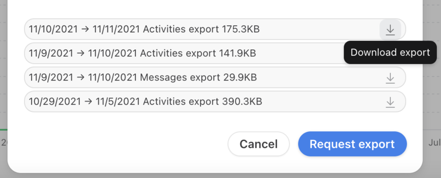 Front to BigQuery: Download Export