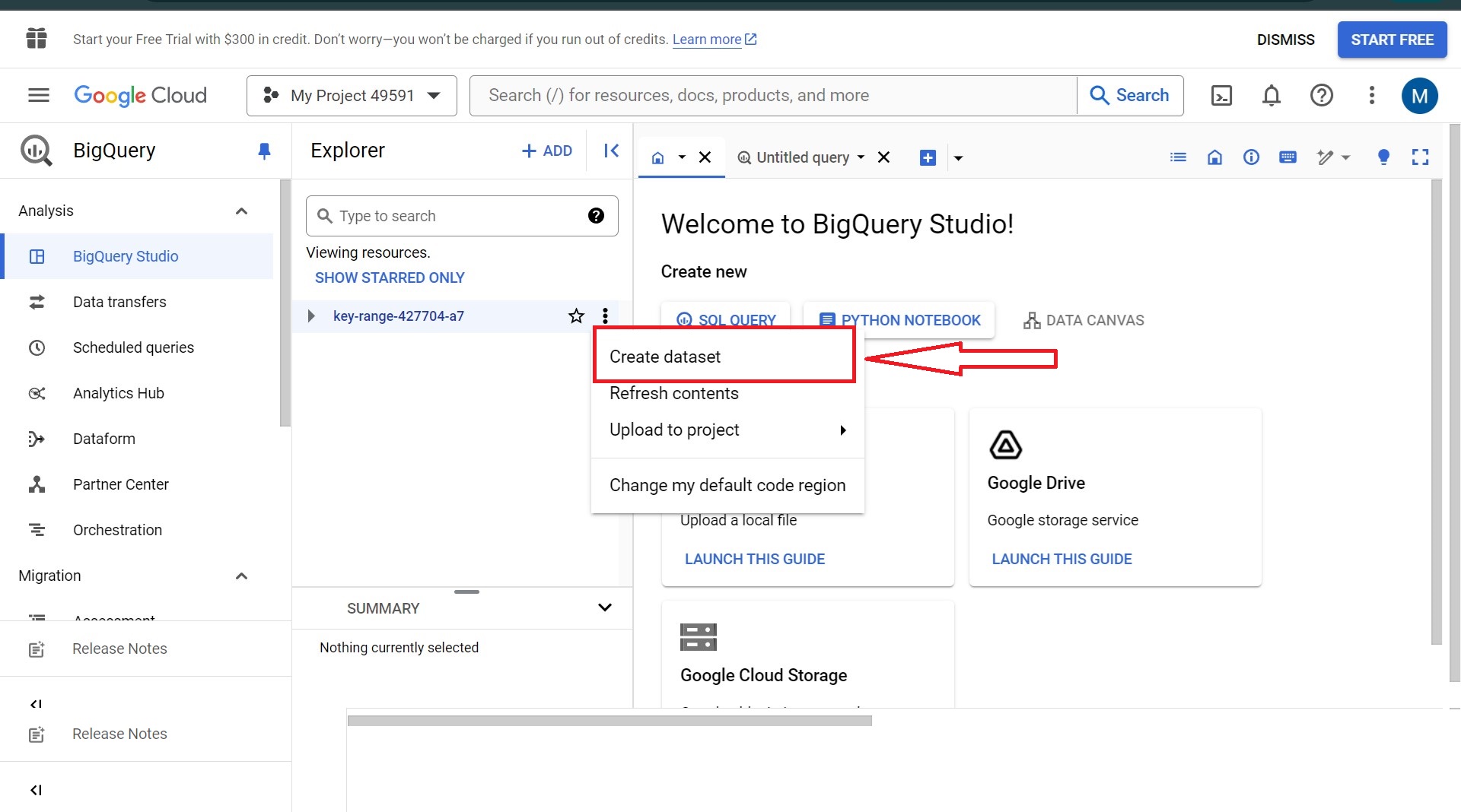 BigQuery console
