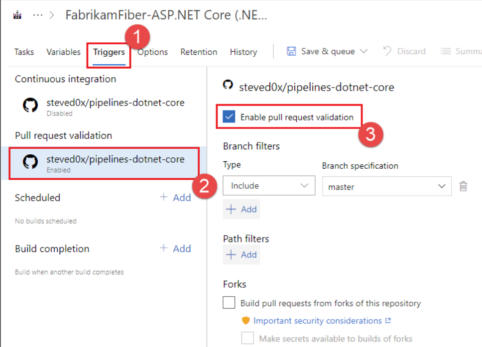 Pull Validation (PR) Triggers: Azure Pipeline Triggers
