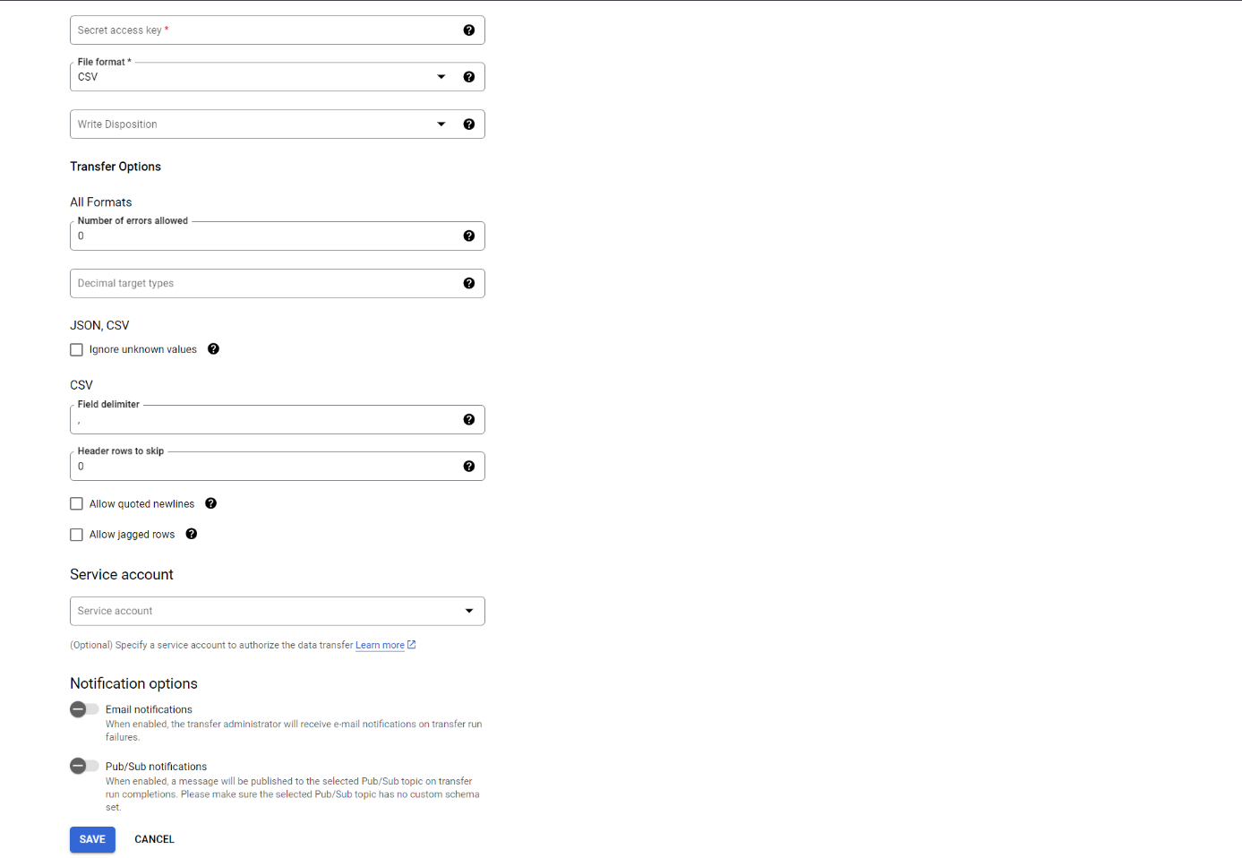 CREATE DATA TRANSFER STEPS