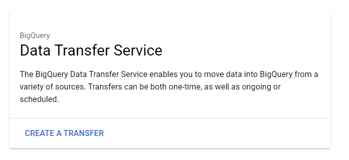 CREATE DATA TRANSFER