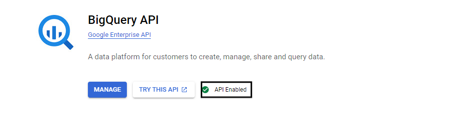 BigQuery API Enabled