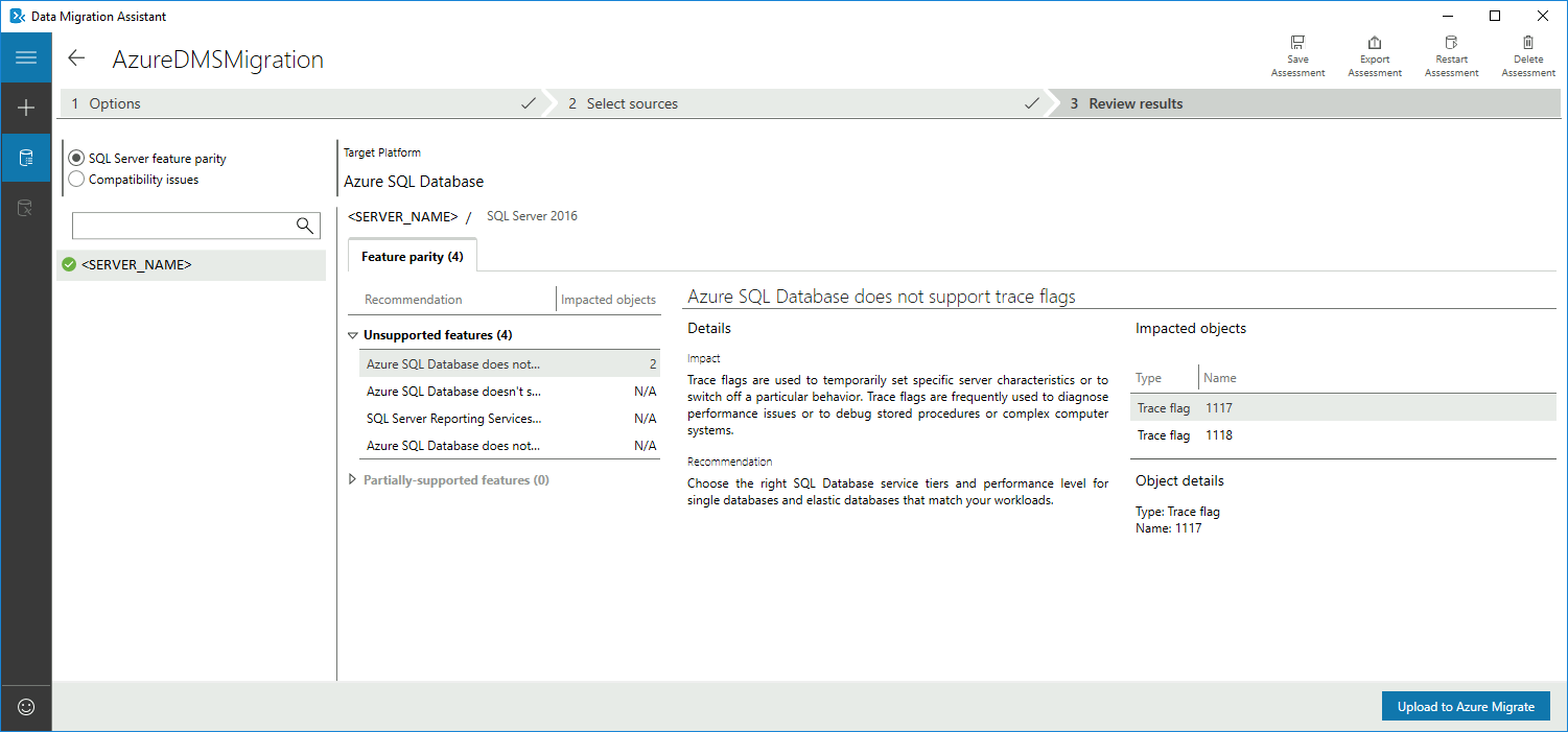 Azure SQL to SQL Server Results