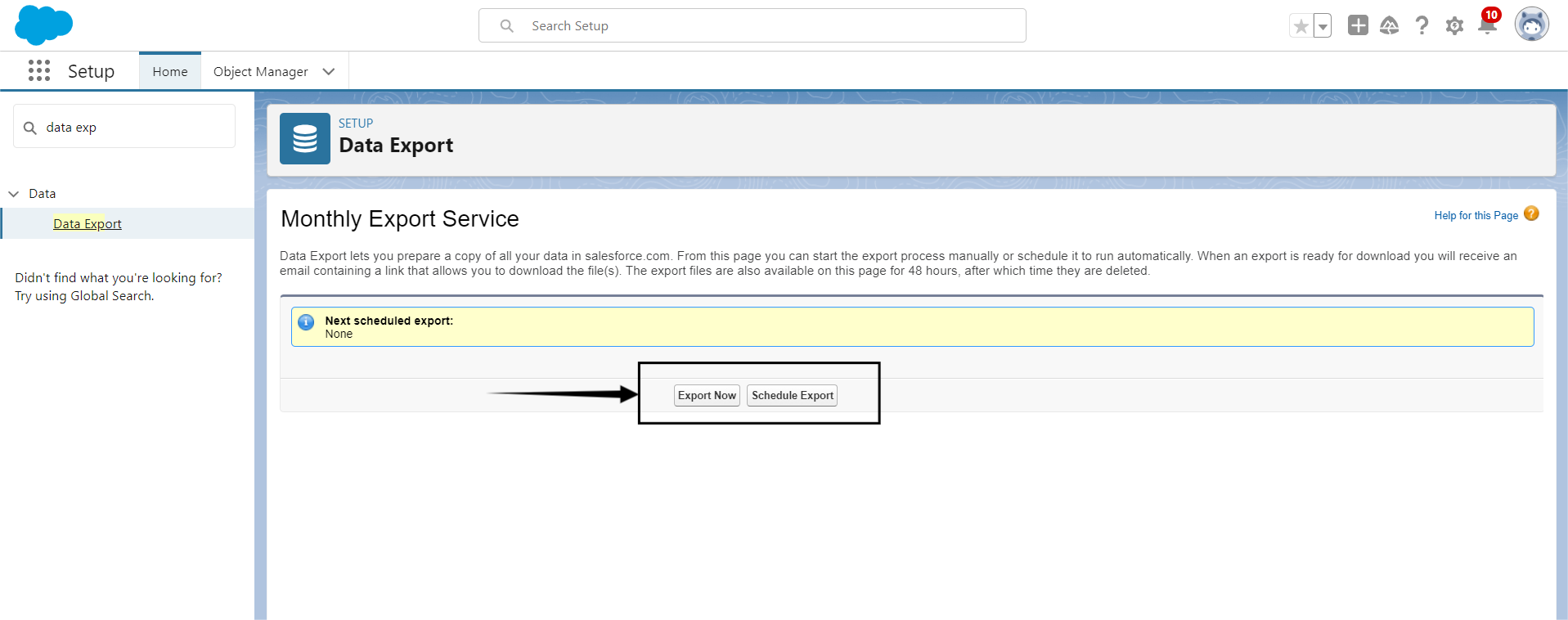 DATA EXPORT OPTIONS IN SALESFORCE