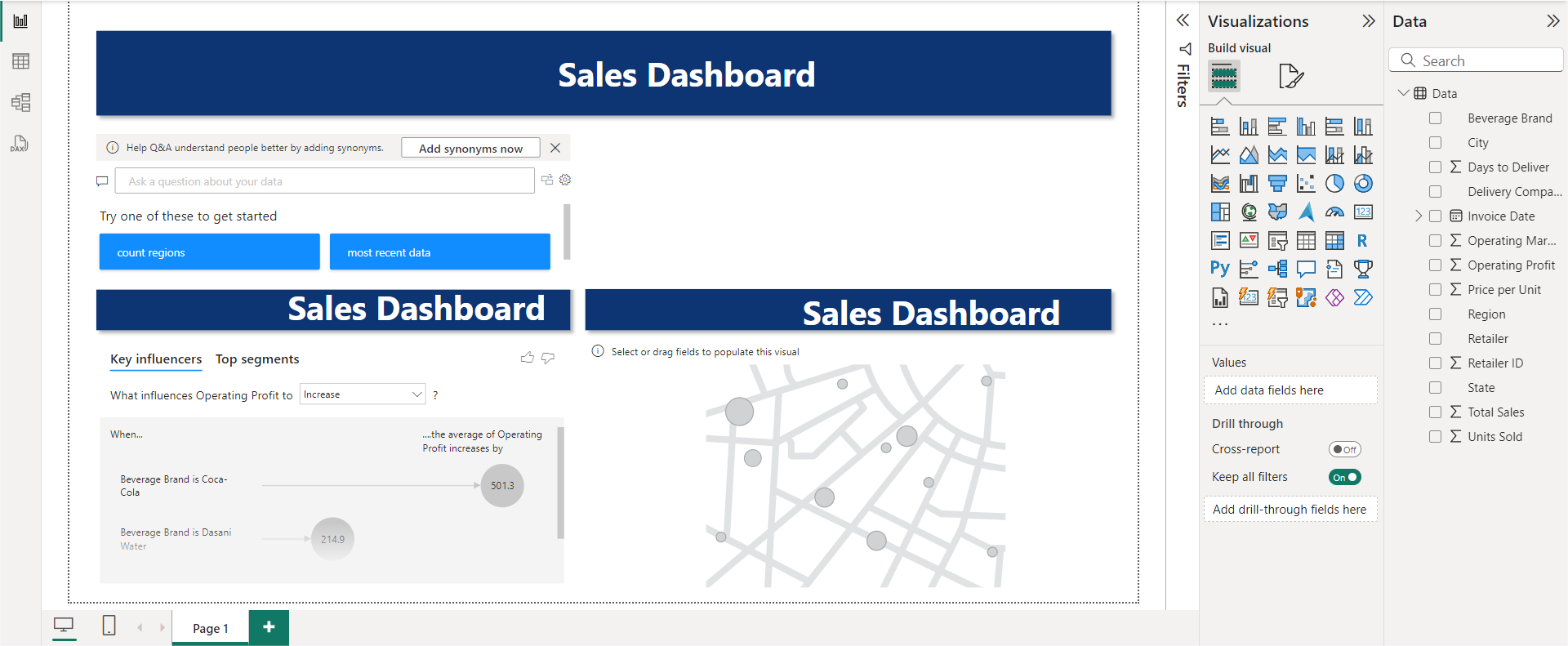 After adding State Sales to our Dashboard