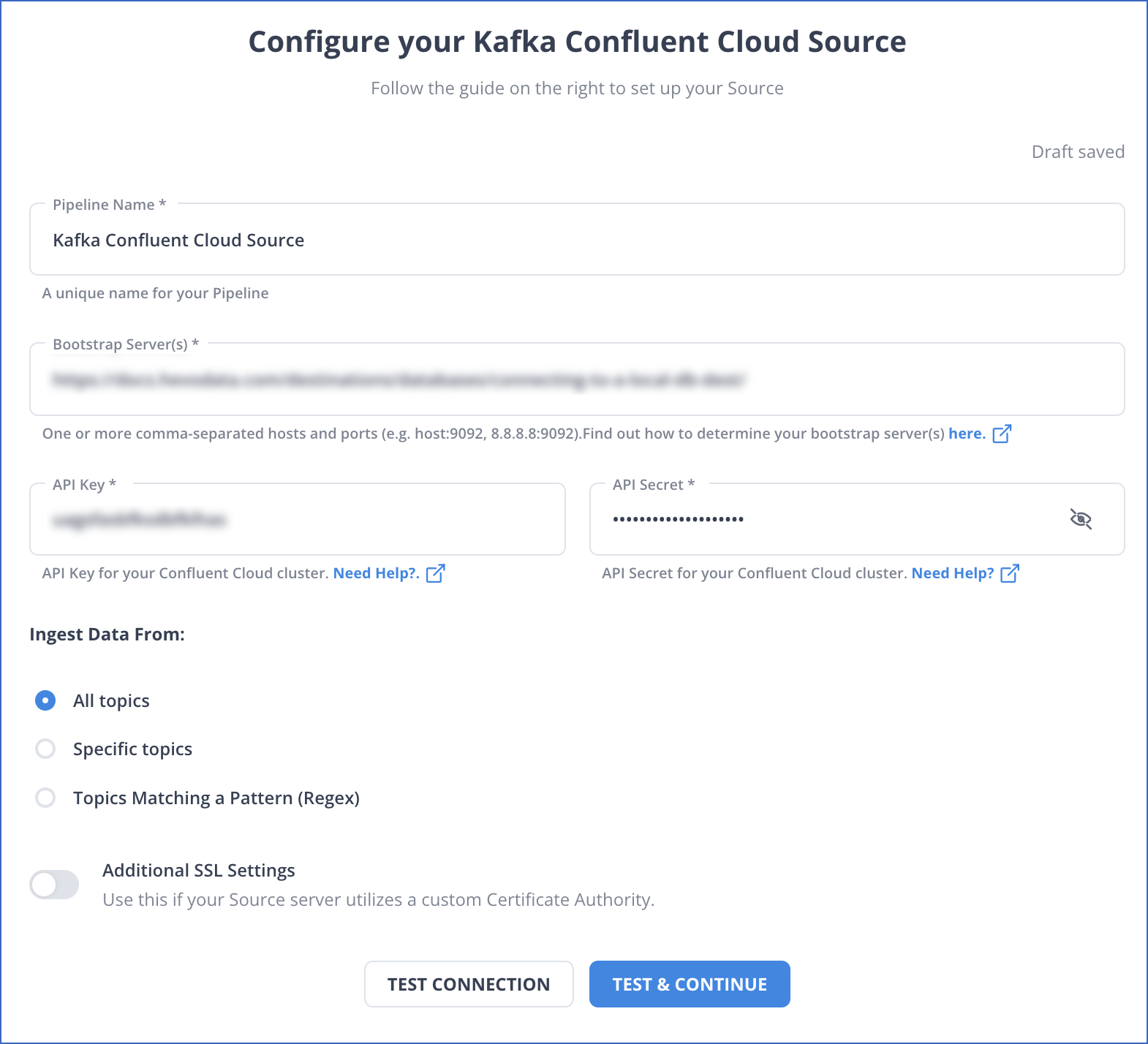 configure confluent cloud as source