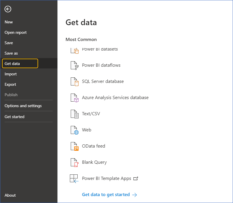 Get Data Power BI