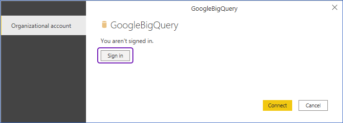 BigQuery Sign in