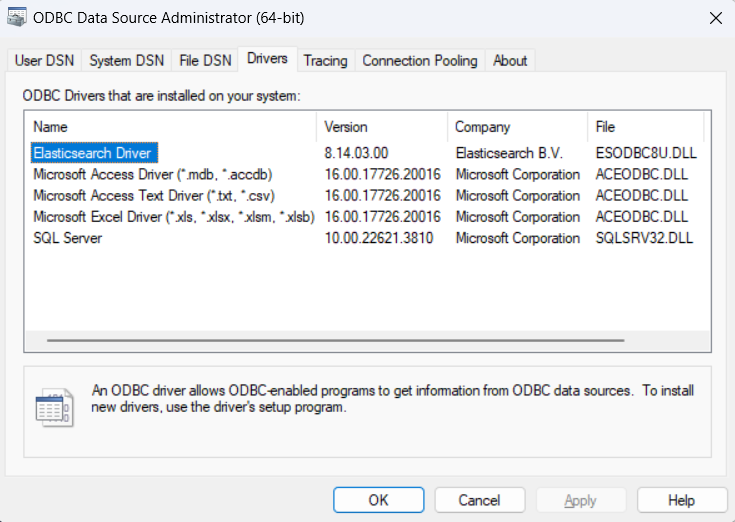 ODBC Driver Setup