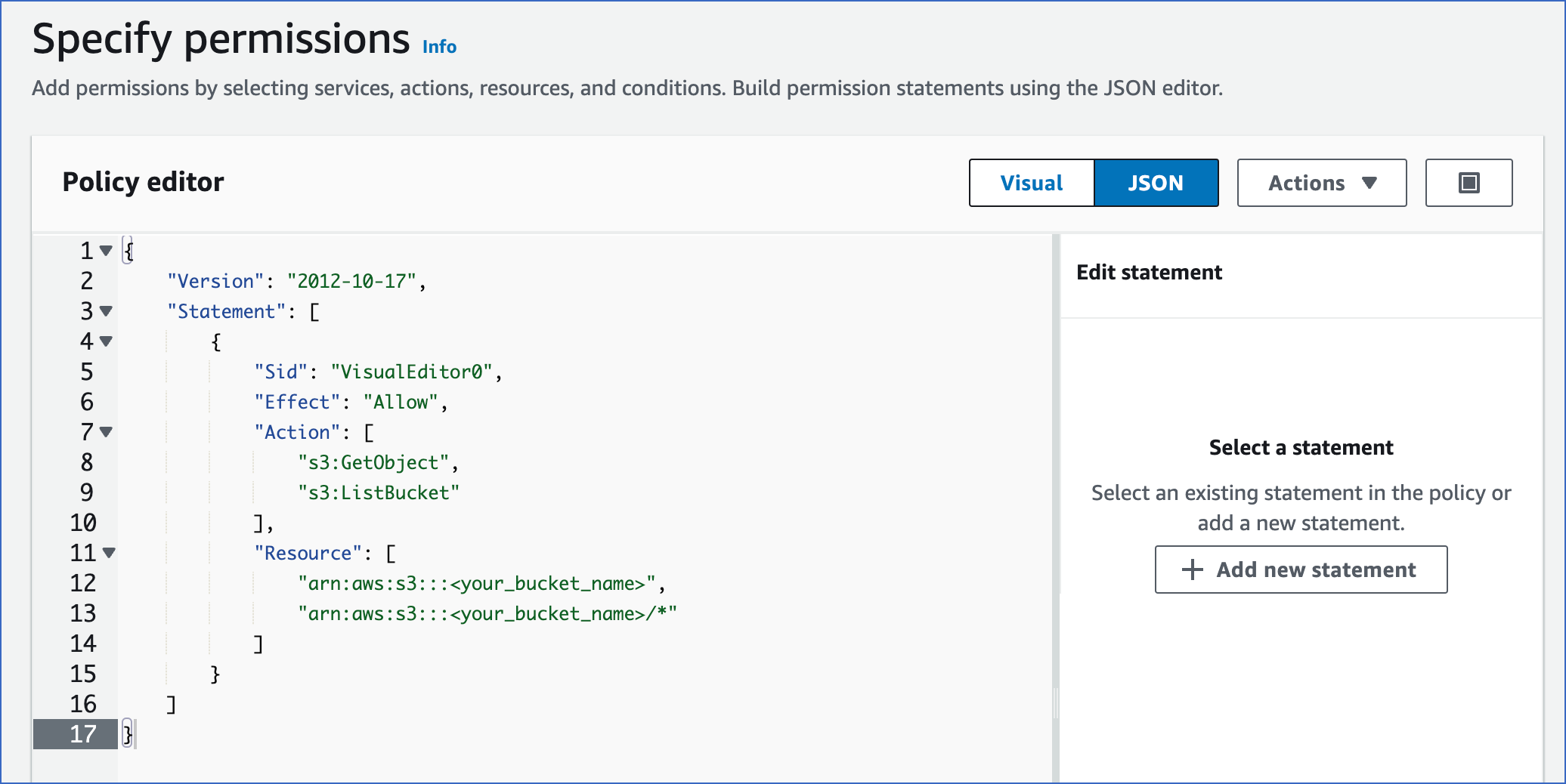 JSON statements