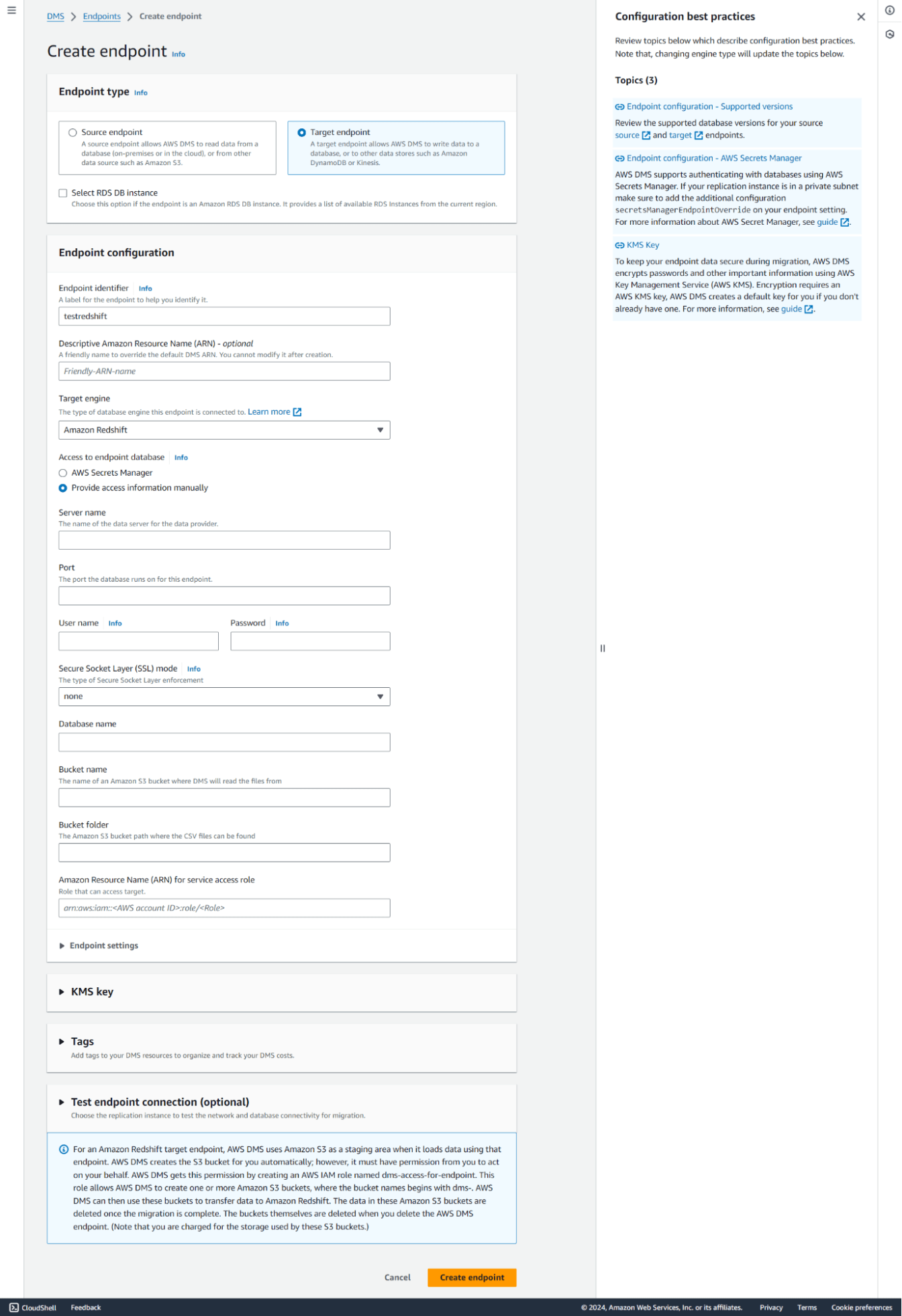 Target Endpoint Creation