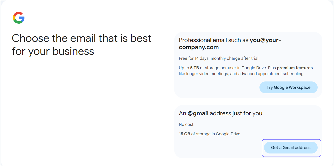 Get a Gmail address