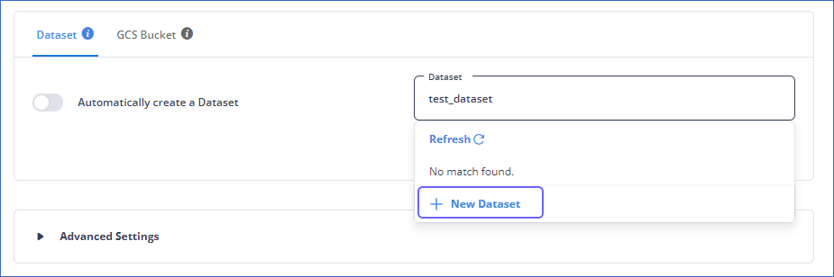 Auto Create Dataset Disabled