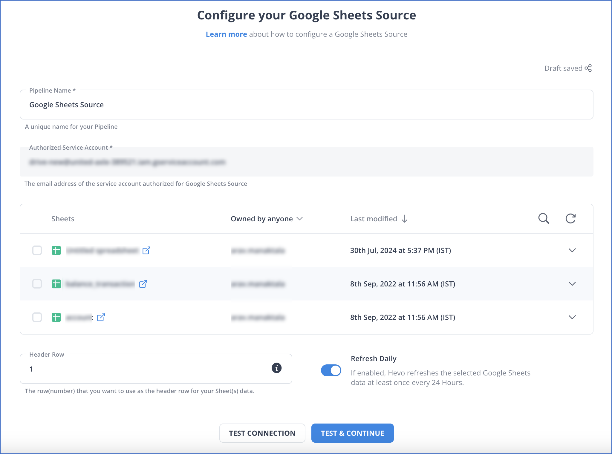 Google Sheets Configuration