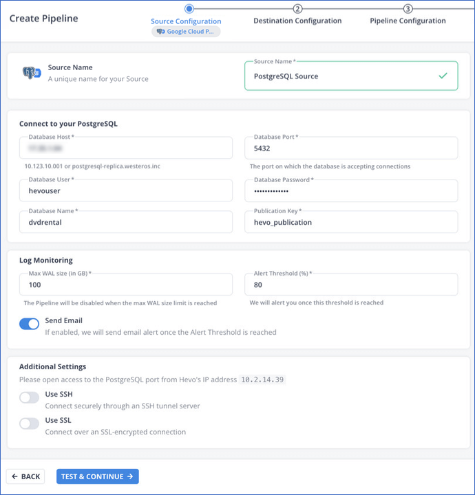 Configure Google Cloud PostgreSQL