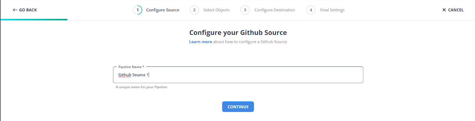 Configure Source Details