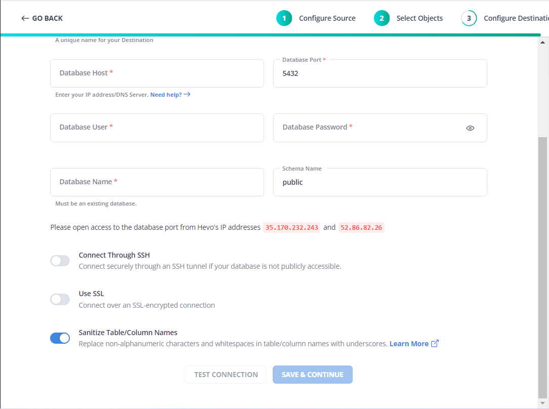 Configure Destination