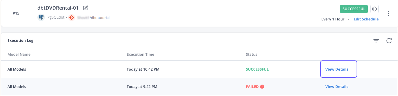 View execution details