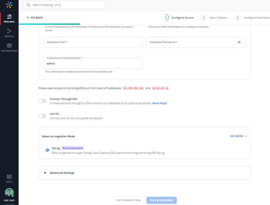 Configure Destination Details