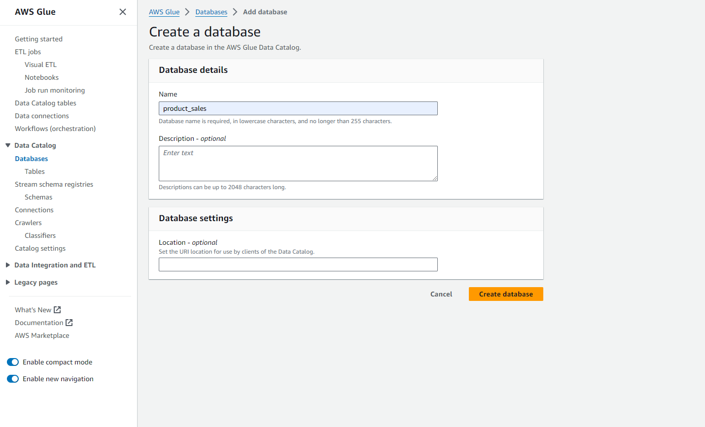 Creating Database