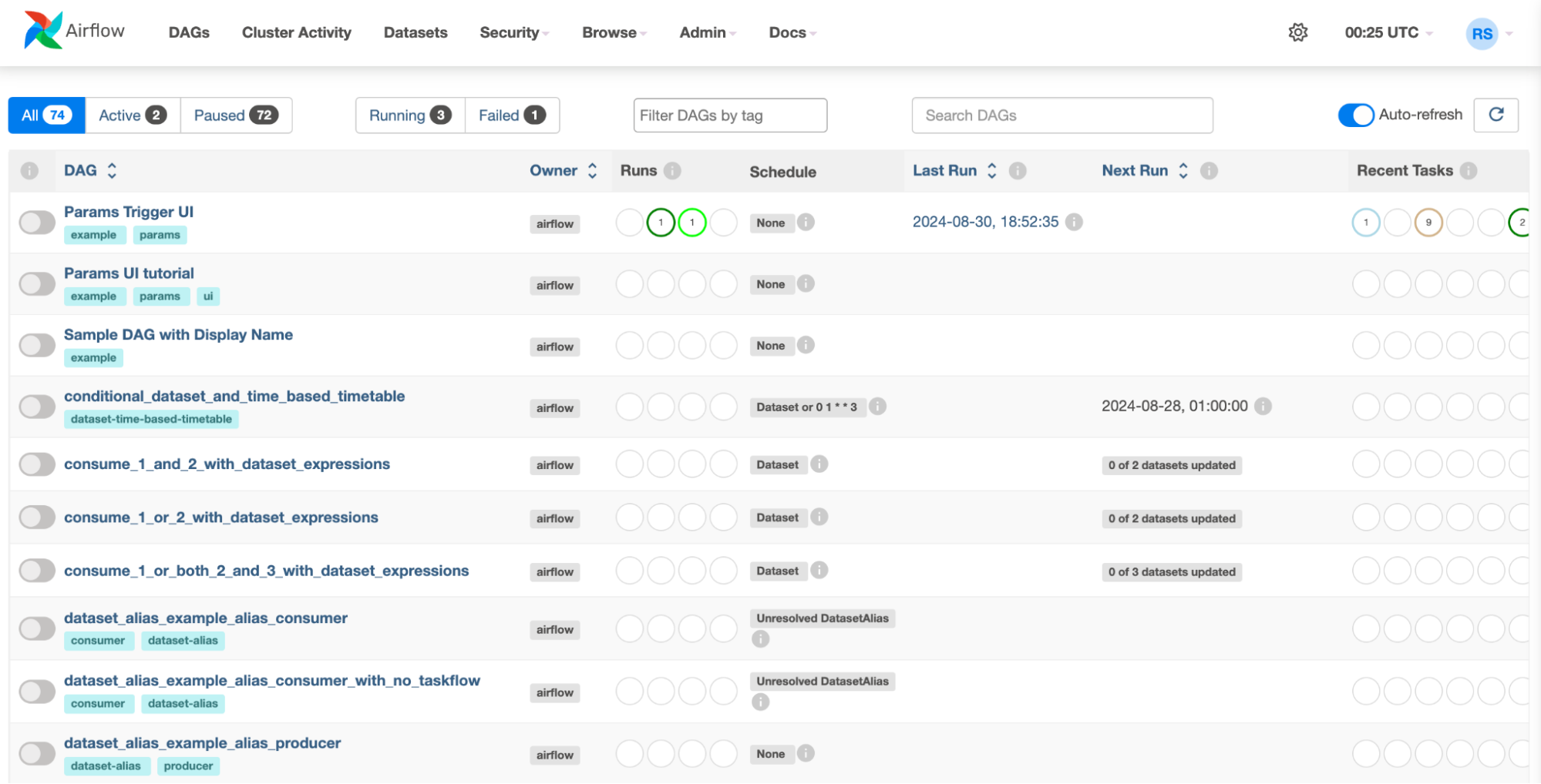 Airflow web server UI