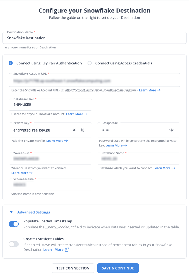 Configure Snowflake Destination