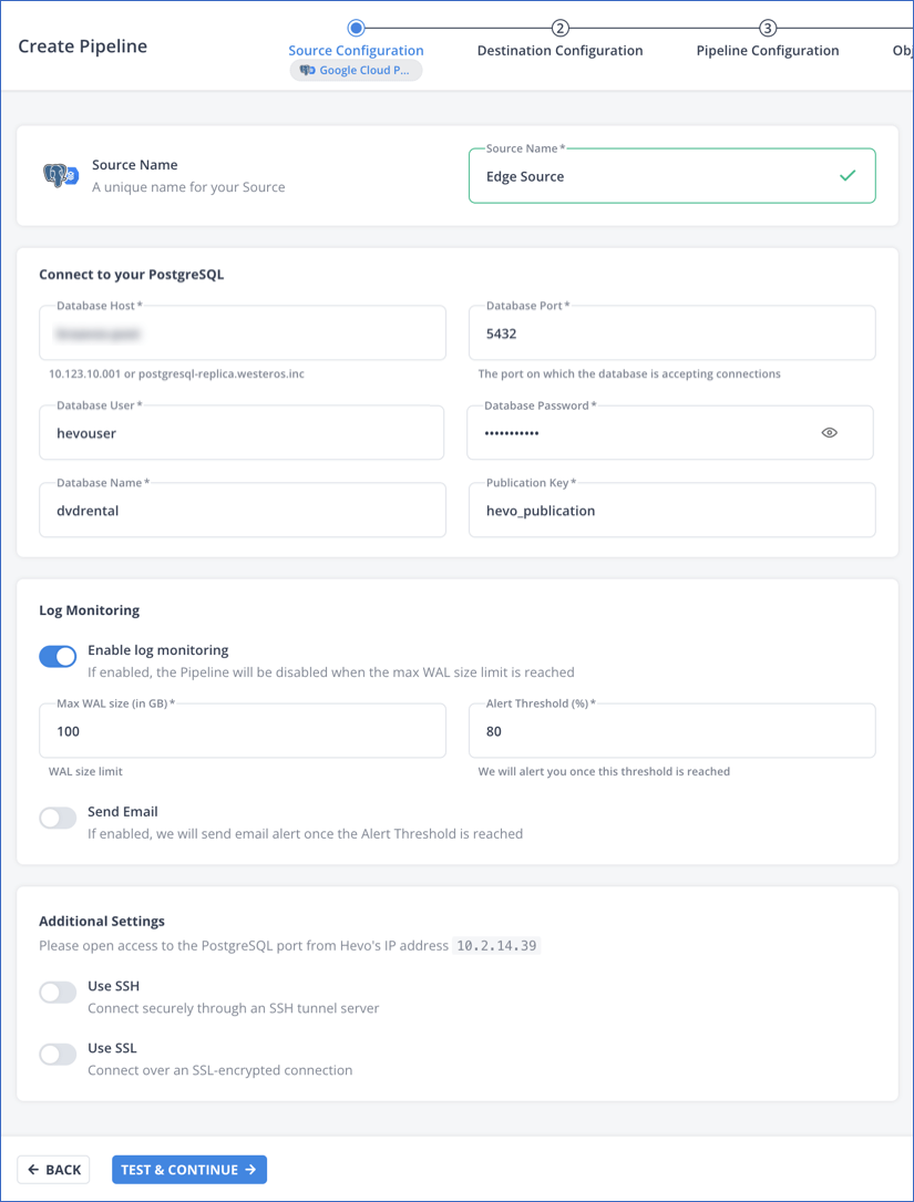 Configure Google Cloud PostgreSQL
