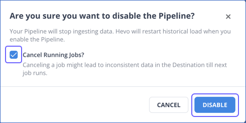 Confirm Disable Pipeline